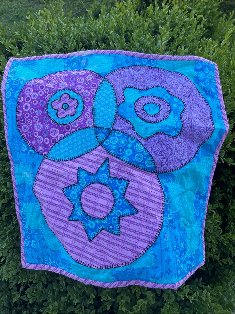 Handmade Quilted Placemat in Teal & Purple